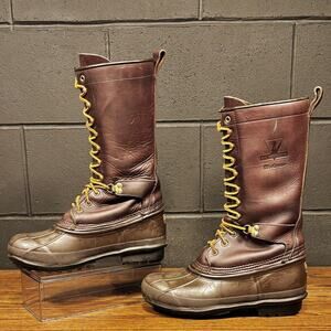 Vintage USA Lacrosse Big Mountain Brown Leather Rubber Muck Chore Boots Men’s 8